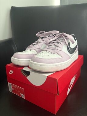 Nike Court Borough Low 2 (GS) in Light Purple and White with Black Swoosh